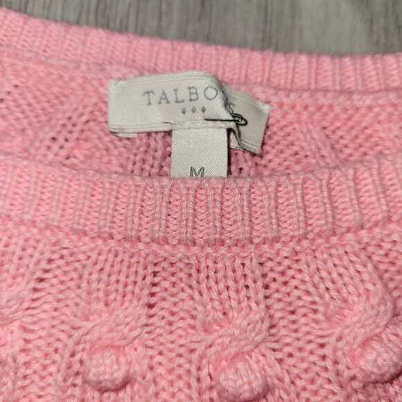 Talbots Pink Textured Knit Sweater Womens Medium 100% Cotton - Picture 4 of 5